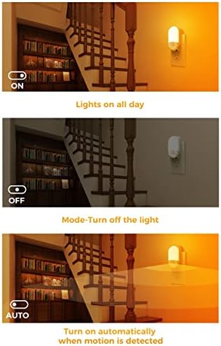 Amber Night Light, 2 Pack, LOHAS Amber Night Lights Plug into Wall Motion Sensor, 0.6W 2000K, LED Night Light, 30/60LM Adjustable Brightness, Automatic Low Blue Night Light for Kids, Bathroom, Hallway — view 4