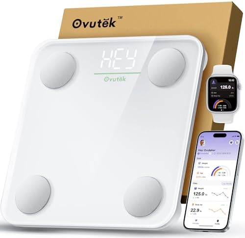 Smart Scale for Body Weight, Digital Bathroom Scale BMI Weighing Body Fat Scale, Accurate Body Composition Scale Monitor for People's Health with Smartphone App, Compact Size, 400lb
