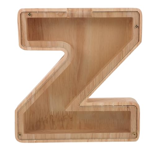 Toyvian Alcancía de Madera Forma de Letra Beige, Gran Capacidad, Material Sintético, Caja para Guardar Dinero y Decoración Creativa