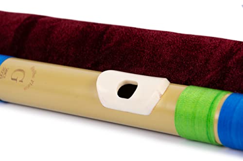 Image of Radhe Flutes PVC Fiber Bass G With Velvet Cover (Beige Flute With Blue & Green Threads)