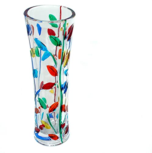 Vase en verre de Murano artisanal - Cadeau idéal fleur multicolore 19 cm - 3