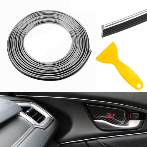 TOEECY Bande Décorative Chromée 10m Flexible Autocollante Tableau Bord Voiture Moulure Intérieure Garniture Automobile Accessoire Personnalisation
