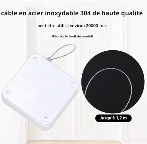 CAM2 Ferme-porte automatique (blanc, 800 g), lot de 2, matériau ABS, autocollant, capteurs, coulisses, pour la plupart des portes – vue 4