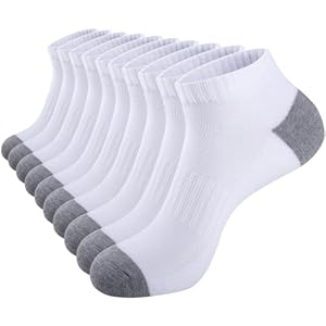 eallco 10 pares de calcetines de tobillo para hombre, calcetines de corte bajo para hombre, calcetines atléticos transpirables y acolchados