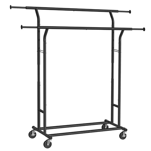SONGMICS Kleiderständer auf Rollen, Garderobenständer aus Metall,...