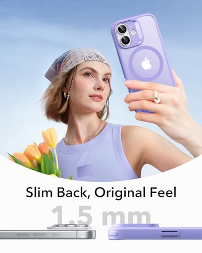 Image of ESR for iPhone 17 Case, Camera Control Cover, Compatible with MagSafe, Shockproof Military-Grade Protection, Magnetic Phone Case for iPhone 17, Classic Hybrid Case, Frosted Purple