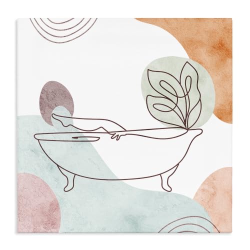 Girl in Tub Floral Geometric, 24 x 24 Inch Canvas Wall Art