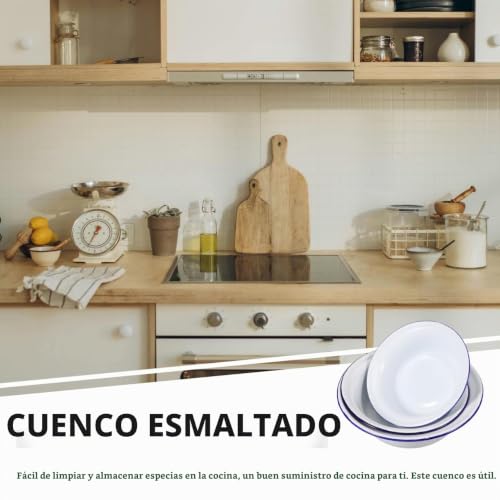 Miniatura 2 de Gatuida 3 Piezas Cuencos Esmaltados Vintage Cuencos Multifuncionales Para Sopa Ensalada Y Almacenamiento De Alimentos Resistentes Y Decorativos
