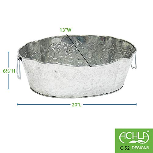 Achla Designs C-52 Embossed Oval Galvanized Steel Tub #TOP27