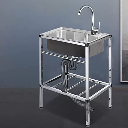 Évier de cuisine à cuve unique grand format avec robinet simple pour restaurant