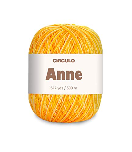 Image of CIRCULO Anne Yarn for Crocheting & Knitting, 100% Mercerized Brazilian Virgin Cotton, Soft Fingering Weight, 547 Yds, 5.19 Oz - Color 9368 Sunshine