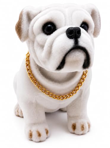 Generisch Wackeldackel fürs Auto im Bulldoggen Design – Bobblehead Hund mit beweglichem Kopf | Lustige Auto Deko fürs Armaturenbrett ca 16 cm | Geschenk für Autofahrer & Hundeliebhaber