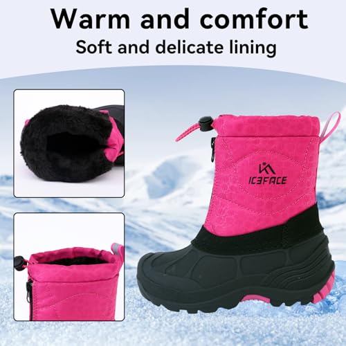 Snow Boots for Kids Waterproof Durable and Slip Resistant Winter Snow Boots for Boys and Girls with Insulated Fleece Lining, Perfect for Snowy Adventures. Ideal Snow Boots toddler to Keep Feet Warm and Dry3