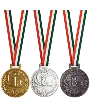 Winner Medals Pack of 3 with Tricolor Ribbon | Gold, Silver & Bronze Award Medals | 1st, 2nd & 3rd Place Prize Medals for School Sports, Competitions & Events-picture-20