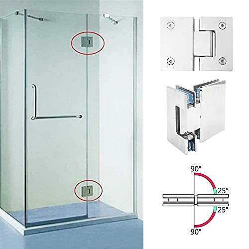 2 Pcs Frameless Shower Door Hinges, 180 Degree Glass Frameless Door Hinges, Heavy Duty 304 Stainless Steel Glass To Glass Hinge Polished Bathroom Gate Clamp, Mirror Polishing For 8-12 Mm #TOP3