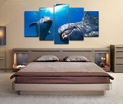 Großes Leinwandbild „Delfin & Wellen“ – 90 X 60 Cm, Bereits Gerahmt & Gespannt, Für Wohnzimmer, Schlafzimmer, Büro