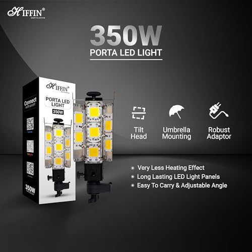 Image of HIFFIN White Porta LED 7 Panel Light Low Power Consuming LED Panels 350Watt (7 X 50w) High Intensity White Light for Photo Video Indoor Outdoor Shoot