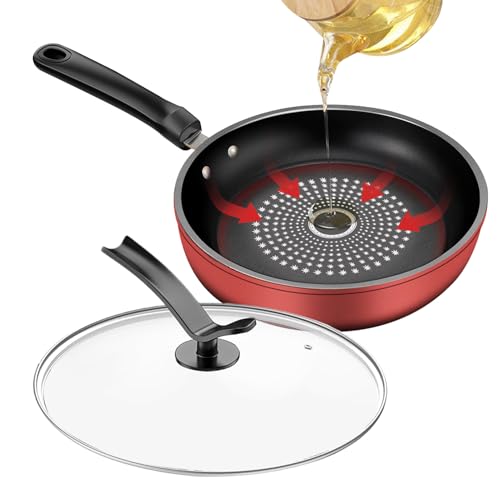 Glugahrif Sartén Para Tortillas Antiadherente | Sartén Antiadherente con Tapa para Placas de Inducción - Utensilio de Cocina, con Mango Cómodo para Cena Desayuno Tortitas Tortilla