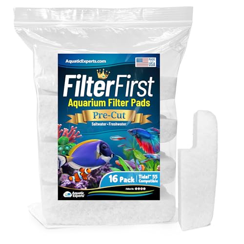 Image of Aquatic Experts Aquarium Filter Floss for Fish Tank Filters - FilterFirst Aquarium Filter Pad - Aquarium Filter Media for Crystal Clear Water (16 Pack, Tidal 55 Compatible)
