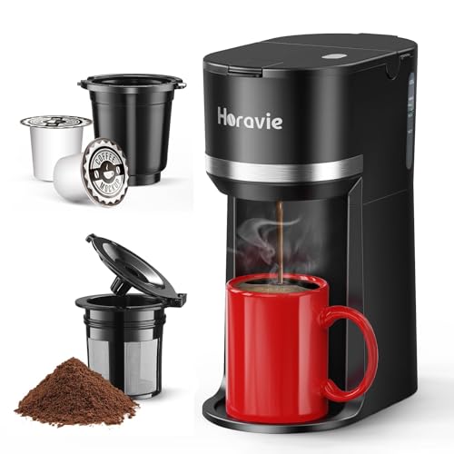 Single Serve Coffee Maker Machine for K-Cup and Ground Coffee, 6 to 12 oz. Brew Sizes, Fast Brew...