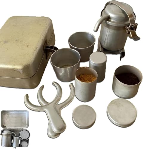 Extra Rare Vintage Camping Coffee Kit,Portable Espresso Maker Set with Cups and Box,Mini Collectors Camping Coffee Kit for Travel Campings Hiking & Outdoor Adventures,Gift for Coffees Lovers