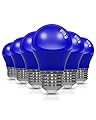 ORALUCE Blue Porch Light Bulb 40 Watt Equivalent,A15 LED Bulbs for Halloween Christmas Party Decoration and Lighting,Colored Light Bulb with E26 Base,5W 450LM Non-Dimmable,6 Pack.