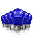 ORALUCE Blue Porch Light Bulb 40 Watt Equivalent,A15 LED Bulbs for Halloween Christmas Party Decoration and Lighting,Colored Light Bulb with E26 Base,5W 450LM Non-Dimmable,6 Pack.