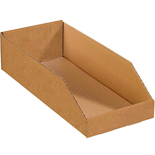 Image of BOX USA BBINBWZ818K Open Top Bin Boxes, 8 inch x 18 inch x 4 1 /2 inch, Kraft (Pack of 50)
