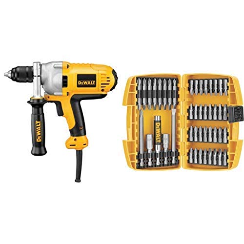 DEWALT DWD215G 1/2-Inch 10-AMP Mid Handle Grip Drill with DEWALT DW2166 45 Piece Screwdriving Set with Tough Case