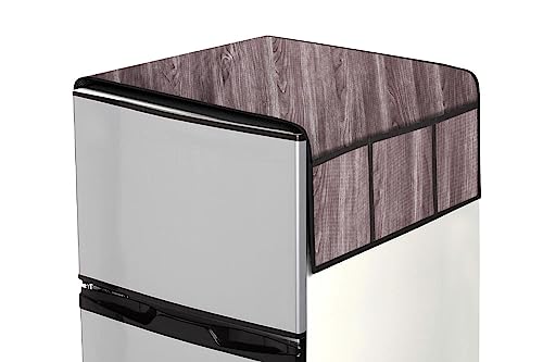 Image of Stylista Refridgerator top Cover Suitable for Samsung RR20C1824CR /HL, 183 Liter Fridge, Dimension (WXD) 65x111 CM, Wooden Pattern Grey