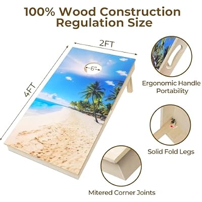 Professional Cornhole Board Set 4x2 Regulation Size Cornhole Set with No Bounce & 8 Bean Bags Corn Hole Boards Bean Toss Game for Adults Outdoor Lawn Outside Backyard Games