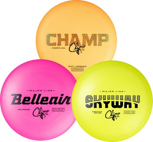 Climo Disc Golf 3-Pack – Max Weight Champ, Belleair & Skyway – Trophy & Major Line Plastics - Ken Climo 12X World Champion