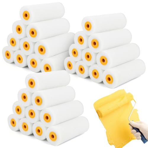 30 Rodillos de Pintura de 10 cm, Rodillos de Pintura de Espuma, Juego de Mini Rodillos de Pintura, Cepillo de Espuma, para pintura brillante y satinada, ideal para pintar madera, metal, alféizares