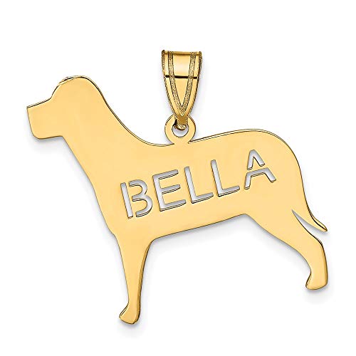 Sonia Jewels Real 14k Yellow Gold Laser Dog Name Pendant Charm