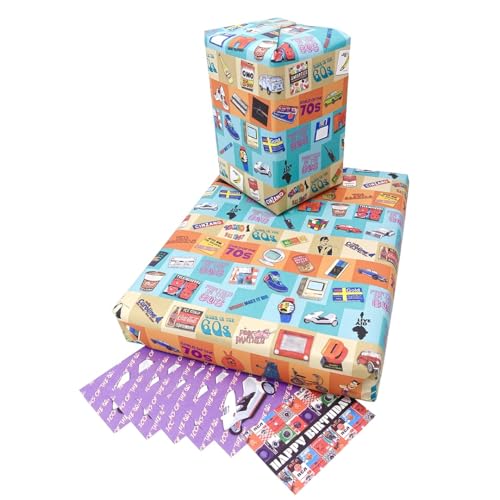 Born in the 1960's Gift Wrap for anyone born in the 60's Wrapping Paper 55th Birthday to 64th Birthday Wrapping Paper