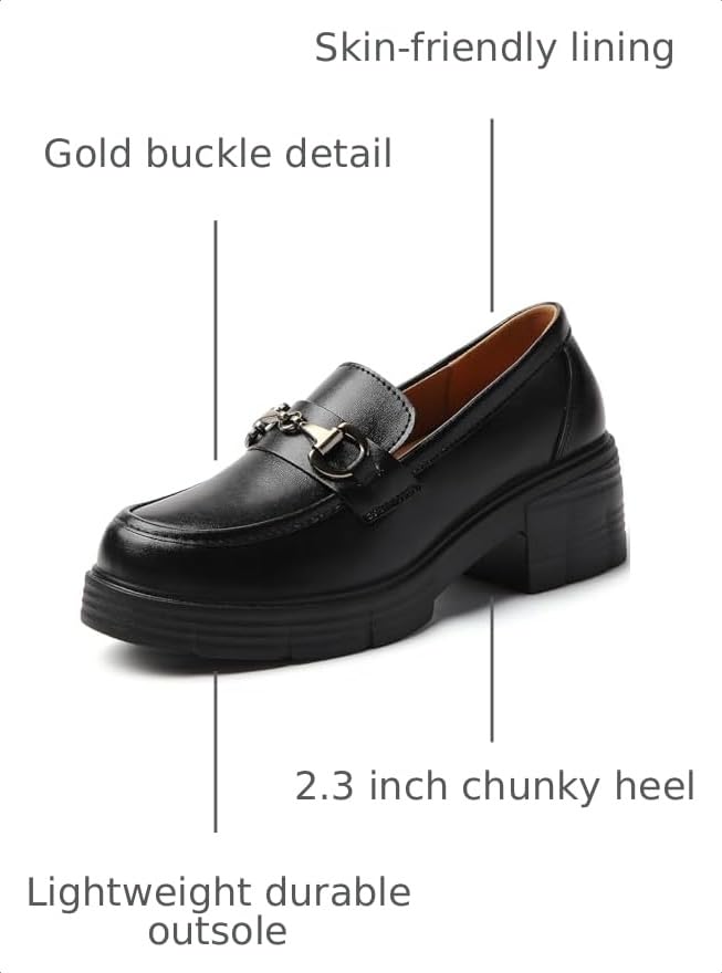 Image of Loafers for Women Chunky Platform Lug Sole Slip On Penny Loafer Shoes | Women's Classic Round Toe Loafers Business Casual Office Work Shoes Comfort Flats for Ladies Daily Dating Party School Wear