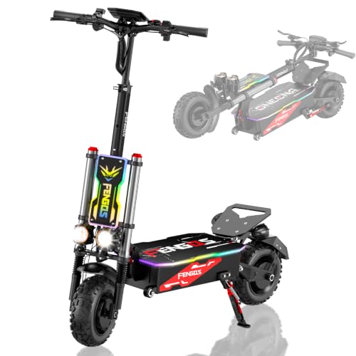 Trottinette Électrique Tout-Terrain Adulte, Double Moteur 5600W, Batterie 60V 38Ah, Autonomie Jusqu'à 150 km, Pneus Tout-Terrain 11", Double Suspension, Freins Hydrauliques, Écran LCD Intelligent