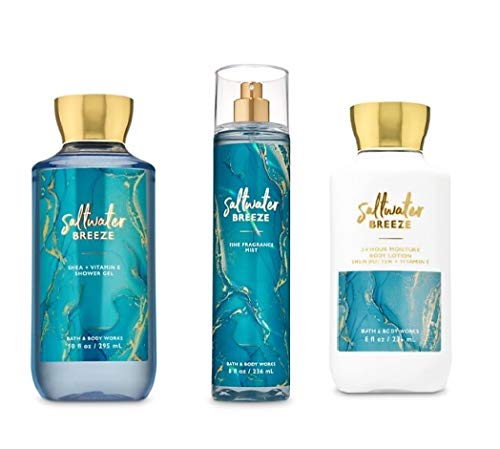 Bath and Body Works - Saltwater Breeze - Daily Trio - Shower Gel, Fine Fragrance Mist & Super Smooth Body Lotion- New 2020