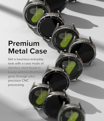 Image of Ringke Bezel Styling & Glass Compatible with Samsung Galaxy Watch 7 40mm [Combo] Anti-Scratch Stainless Steel Frame Ring Cover with HD Clear Tempered Glass Screen Protector - 40-02 (ST) Black