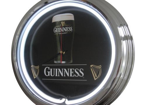 Guinness neon horloge décoration-horloge murale leuchtuhr uSA 50 's retro style montre neonuhr