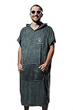 Penguin Poncho - Surf Poncho mit praktischem Tragebeutel - Einheitsgröße (S-XL) für Damen und Herren - gemütlicher Bademantel und Umkleidehilfe - mit Kapuze und Bauchtasche (spume grey/BMT)