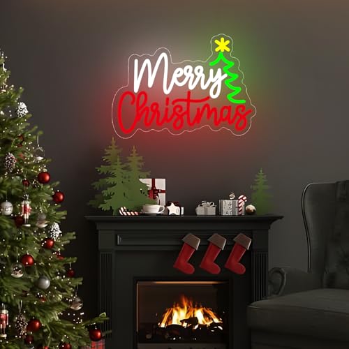Image of LED Neon Light for Wall Decor - Dimmable Acrylic Neon Sign Merry Christmas Light up Sign for Xmas Party Decor Gifts