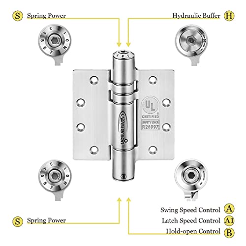 Waterson Heavy Duty Commercial Fully Adjustable Self-Closing Door Hinges 3-Pack 5" X 5" – K51M-500 (Sa,Sa,Sa1)-Black #TOP2