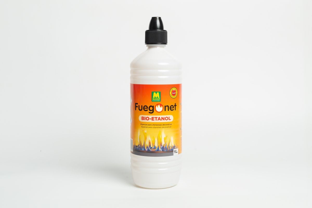 Bio-etanol 1 litro - Fuegonet. Especial para chimeneas decorativas. Combustion limpia. Sin olor. Sin humos. Etanol vegetal.