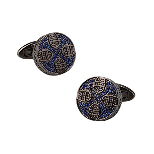 Mancuernillas para hombre, color negro, diseño redondo