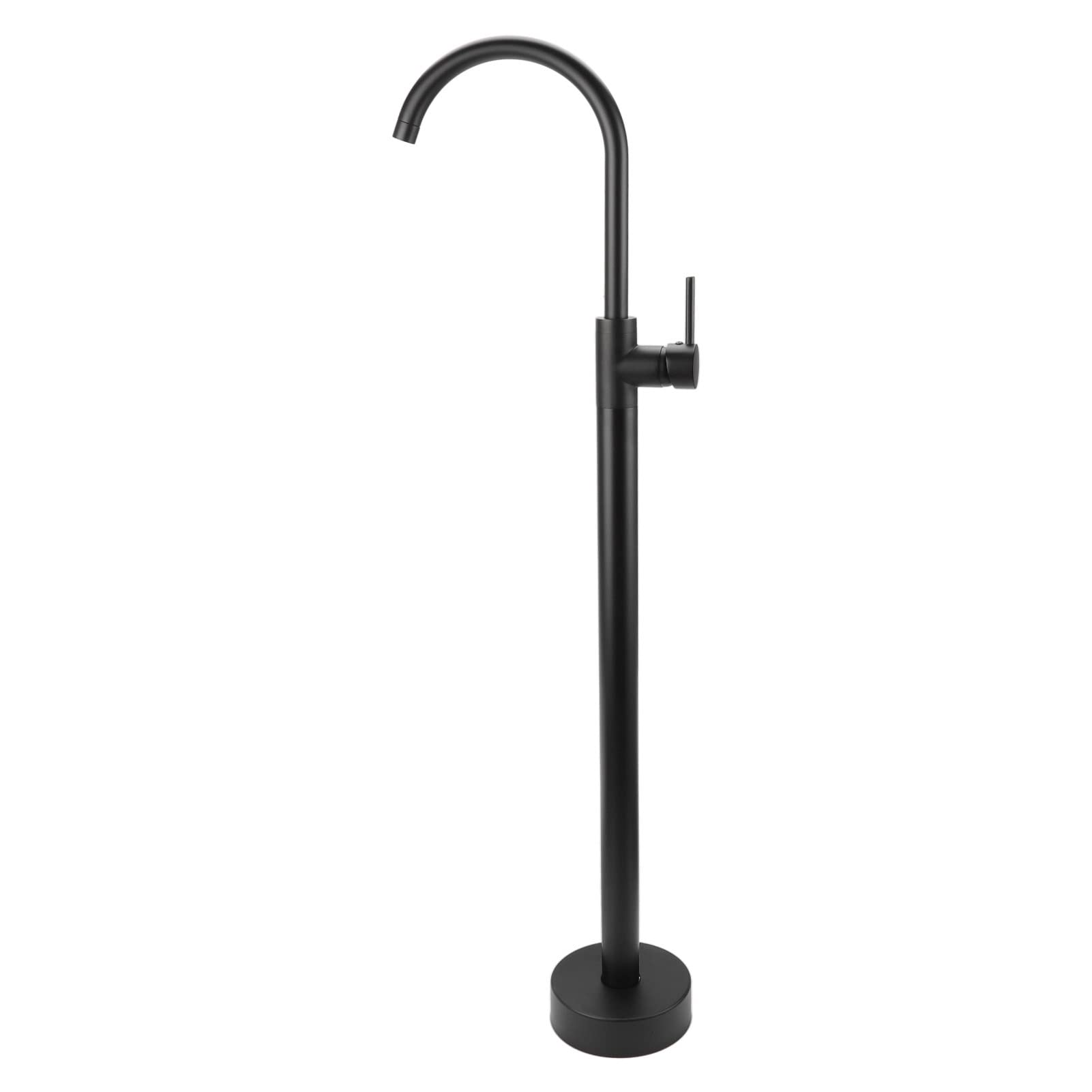 Asixxsix Freestanding Bathtub Faucet, Brass Stainless Steel Floor Mounted Tub Filler Faucet, Bath Shower Faucets, Bathroom Faucets, Floor Stand Tap for Column Type Basin (Black)