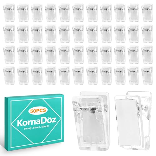 KornaDoz 50 Pcs Self Adhesive Tapestry Wall Hanging Clips, Clear Hooks for Photos, Posters, Banners,...