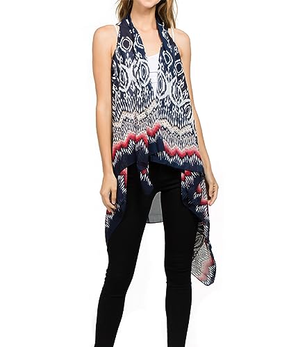 Image of Scarfand's Women's Sheer Open Front Lightweight Sleeveless Long Duster Cardigan Vest