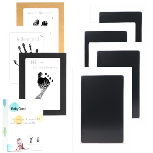 Image of BabyQunt Inkless Baby Hand and Footprint Kit,Clean-Touch Ink Pad Kit,Safe No Mess Printing Infant Hand Foot Stamp,4 Pack Newborn Inkless Print Pads Best Keepsake or Gifts for Family