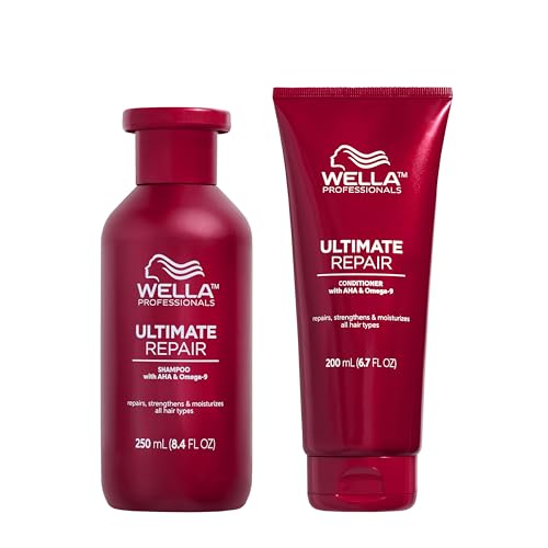 Wella Professionals Repair and Rebuild Professional Hair Care Duo for All Types of Hair Damage, Ultimate Repair Shampoo 250ml and Conditioner 250ml Bundle